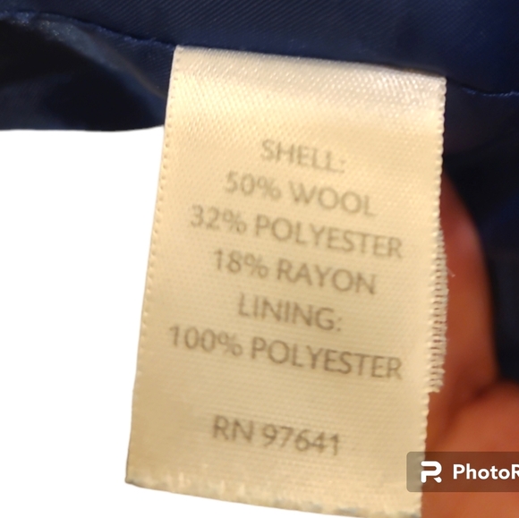 J Jill Wool Pea Coat Blue Lined and Button up size medium - Picture 6 of 8